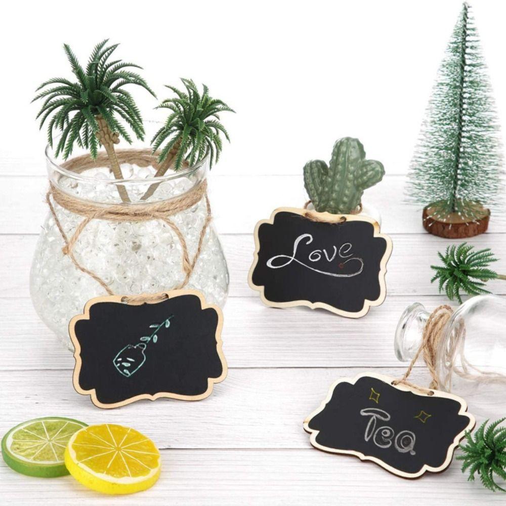 20Pcs Wooden Mini Double-Sided Blackboards Hanging Natrual Plant Tag DIY Reusable Memo Board For Market Stalls