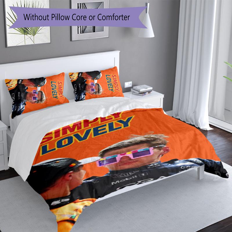 3pcs Racing Driver M-Max Verstappen Themed Duvet Cover Set, Includes 1 Duvet Cover and 2 Pillowcases,Skin-Friendly&Comfortable Fabric,Suitable Bedding