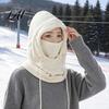 Full Coverage Fleece Neck Shield Winter Balaclava Hat with Drawstring Windproof Thermal Polar Hooded Scarf Gear for Autumn Sports Breathable