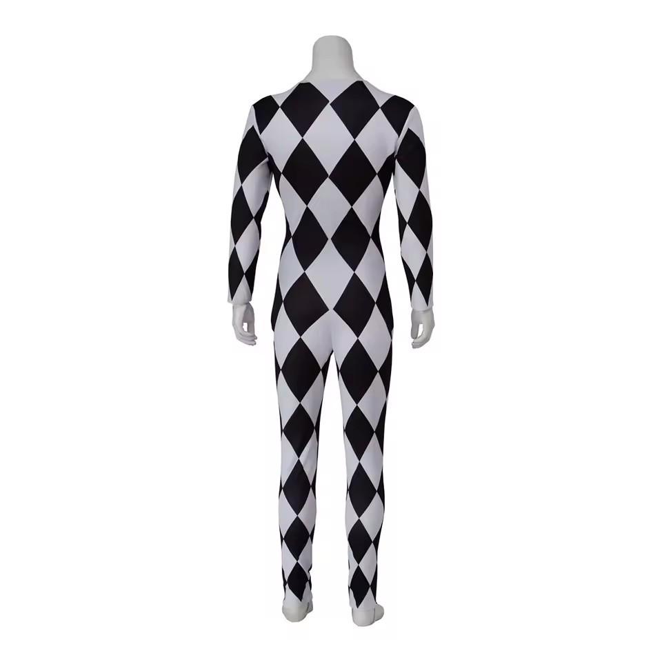 Freddie Mercury Cosplay Zanger Jumpsuit Voor Mannen Zwart Wit Ruit Diepe V Bodysuit Halloween Feest Leadzang Stage Show Outfits