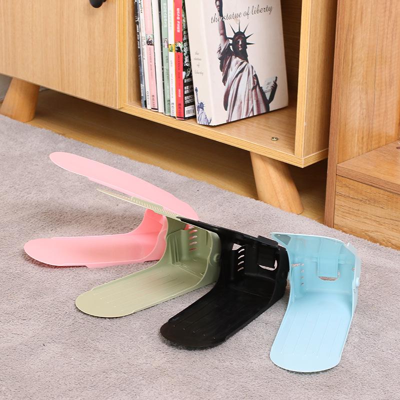 Adjustable Double-Layer Shoe Rack - Space-Saving Plastic Holder for Home and Living Room Storage