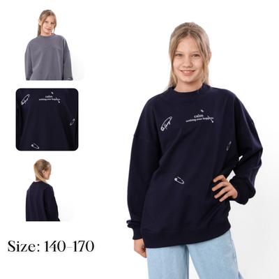 Oversized Sweatshirt for Girls – Cozy Long Sleeve with Statement Chest Print, School & Street Style Any Season 6416-057-33-1-2 HC