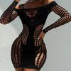 Lace Hollow-Out Mesh Teddy Nightwear, Women's Stylish Sheer Bodysuit Dress for Evening