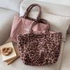 Double-sided Use Korean Leopard Shopping Bag Leopard Print Storage Shoulder Bag  Girl