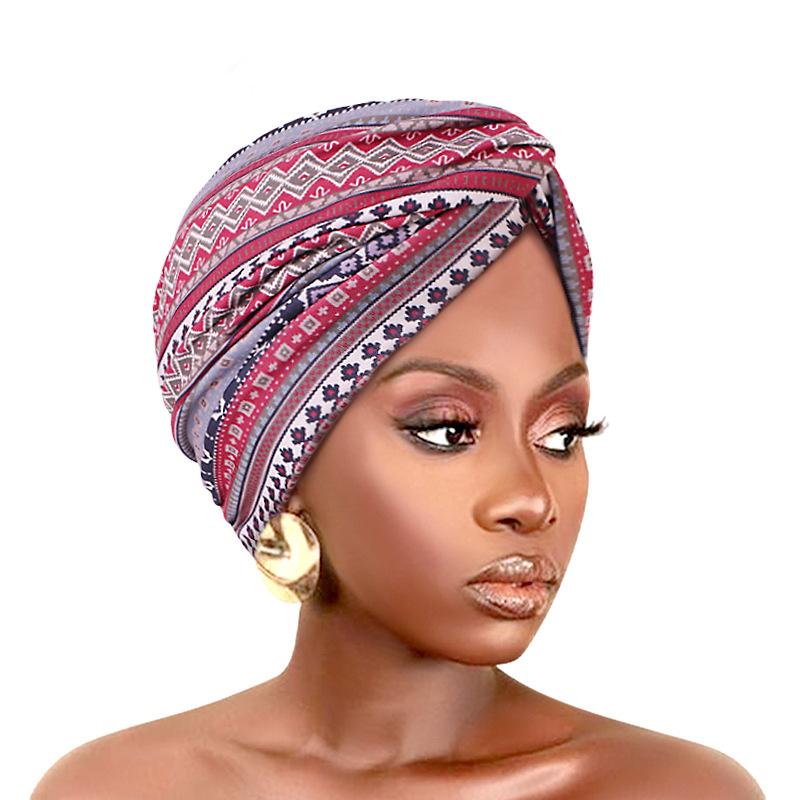 Fashion Women Printed Cross Twist Turban Cap For Women Headband Indian Hat African Head Wraps Lady Hair Accessory Turbante Mejur