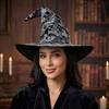 Large Wide Brim Ripped Tattered Witch Hat Tall Pointed Cone Top Pointed Mage Hat  Halloween Party