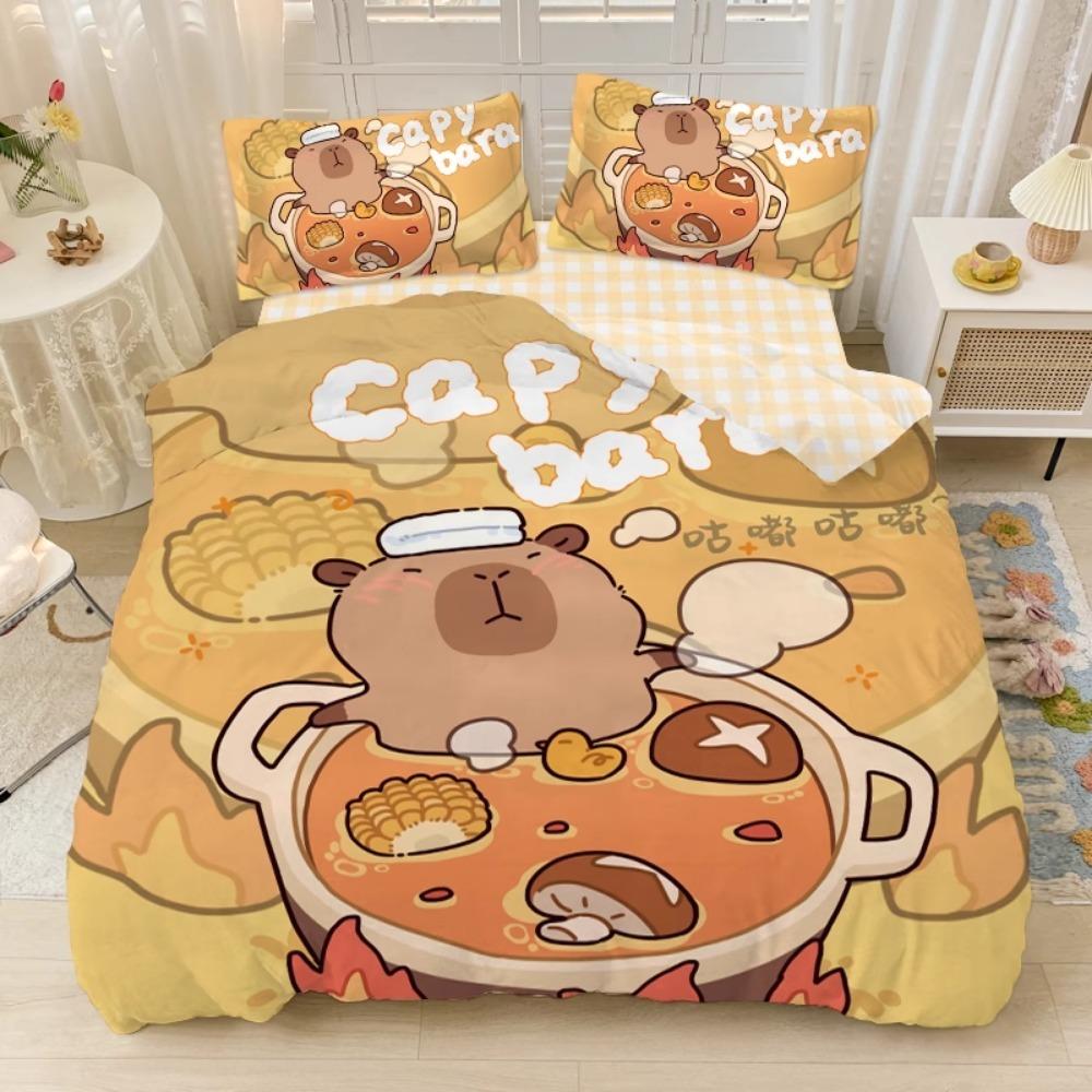Cute Capybara Duvet Cover Pillowcase Bedding BoyGirl Bedroom Decoration Children-Gift Single Double Large SizeZip Duvet Cover