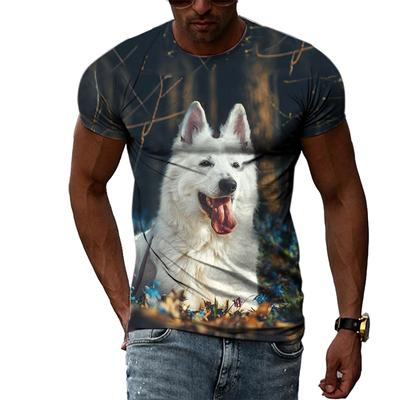 Summer Fashion Creative Image Men's T-shirt Pet Dog Animal Puppy Personality String Cool Round Neck Short Sleeve Top