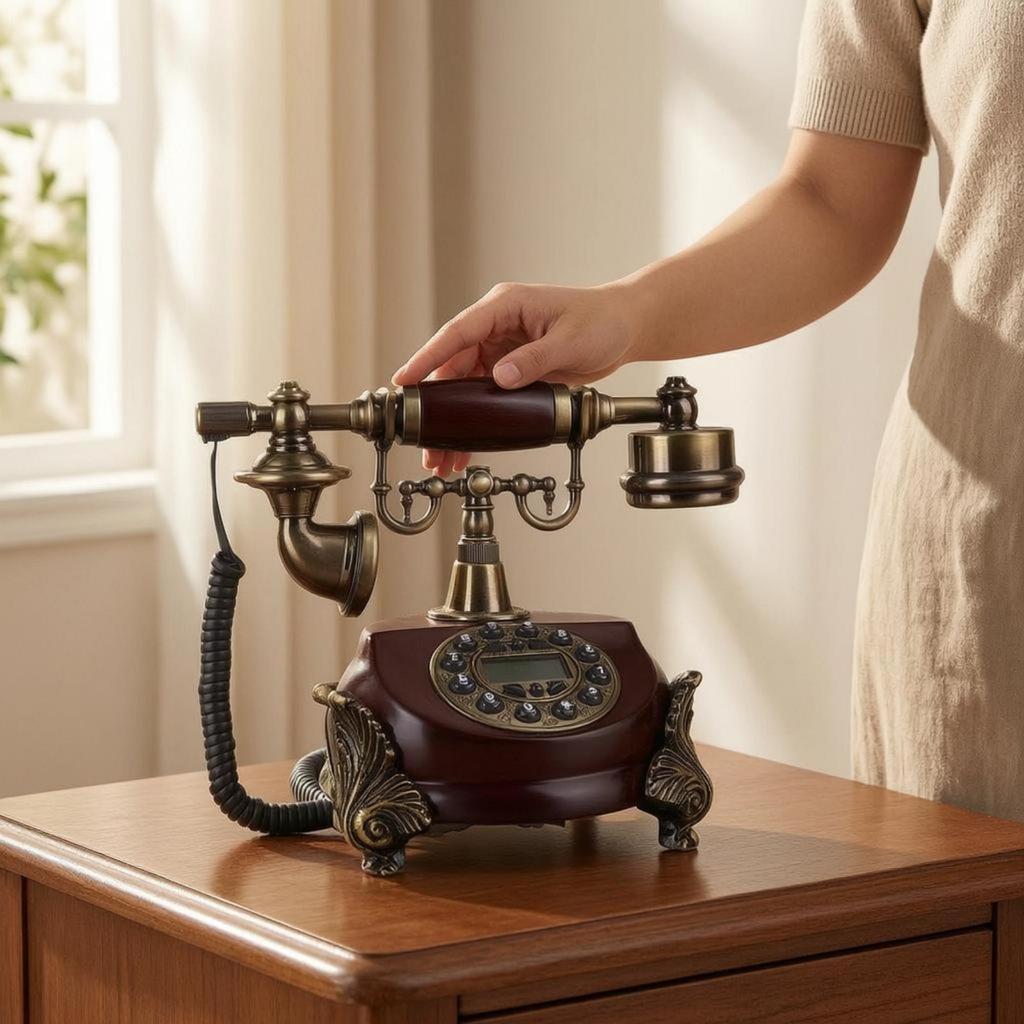 Antique-Style Corded Telephone Coiled Cord Vintage Landline