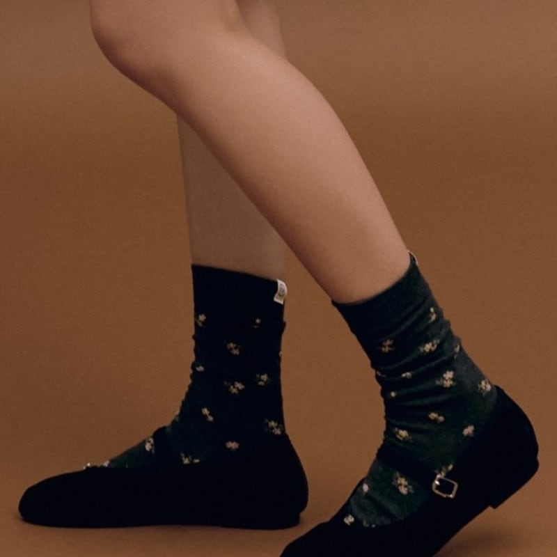 DEPOUND Flower Pattern Socks - Charcoal