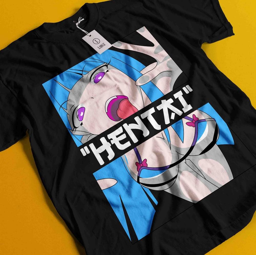 

Аниме футболка в стиле этти, японская графическая футболка, манга вайфу каваии, унисекс футболка 3XL