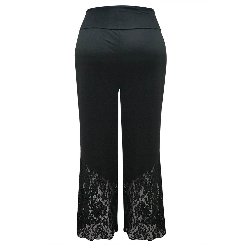 Women Casual Plus Size Lace Loose Wide Leg Leggings Sports Pants