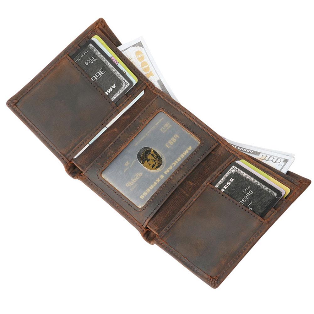 Genuine Leather Trifold Wallet for Men Casual High Quality Trifold Leather Wallet Cardholder Purse Cartera Hombre Men Wallet
