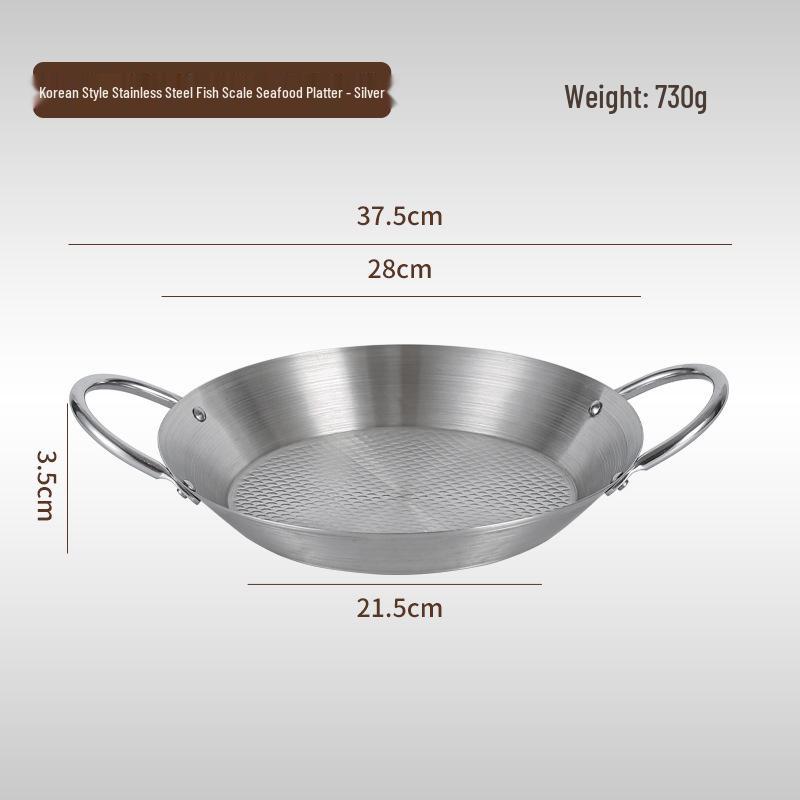 Stainless Steel Double Ear Flat Bottom Plate for Seafood, Spicy Crayfish, Pasta, and Fried Chicken.