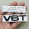 3D Metal Logo V6T V8T Letters Sticker Car Fender Side Badge Emblem For Hot A6 A7 A8 S4 S5 S6 SQ5 S RS Auto Styling Accessories
