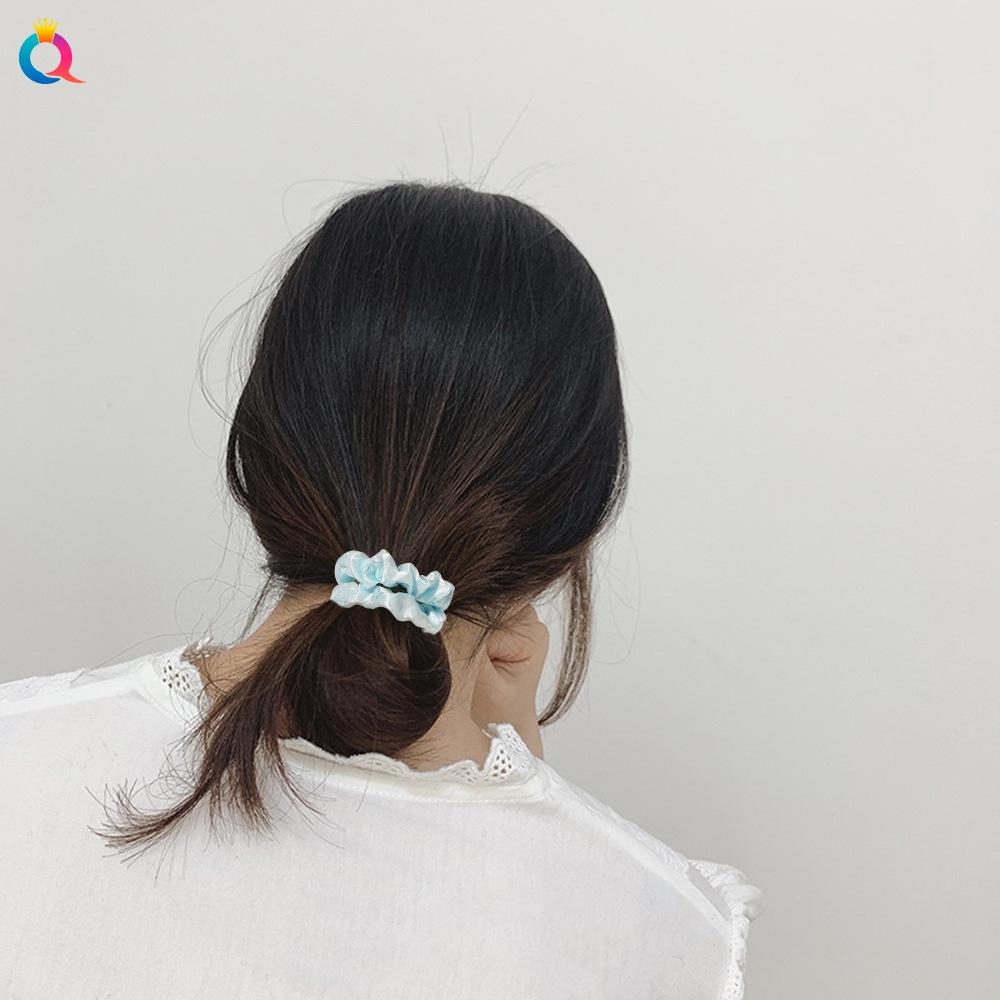 Satin Großes Scrunchie Einfarbig Kordelfarbe Dinza Pferdeschwanz Kugel Haargummi