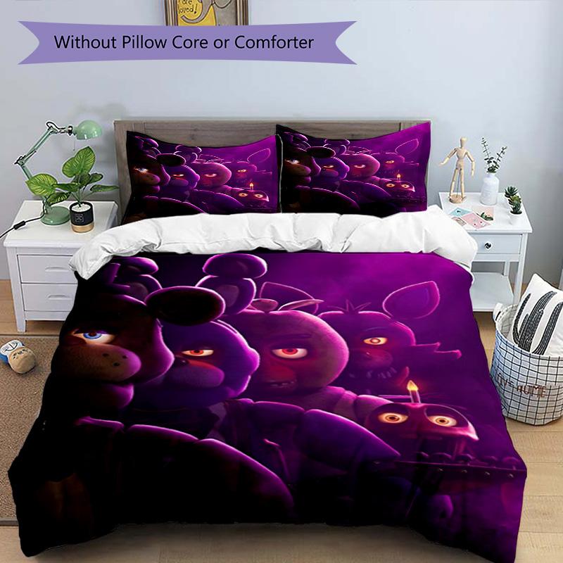 3pcs Duvet Cover Set (1*Duvet Cover + 2*Pillowcase, Without Core), Five Nights At Freddy's Print Bedding Set, Bedroom Decor, All‑Season, Birthday Gift