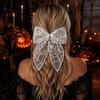 Halloween Hair Accessories Lace Bow, Bat/Spider/Web Embroidery Hairpin, Gothic Style Asian Dark Girl Clip Large Bow for Cosplay Party Sweet Cool