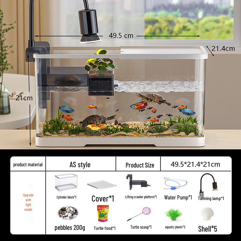 Versatile Desktop Turtle & Fish Aquarium with Basking Platform and Integrated Circulation System