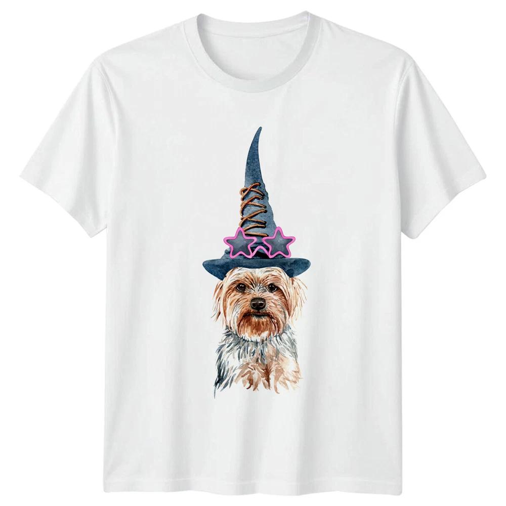Halloween Dog Witch Hat Unisexs TShirt Cute Yorkie Boo S
