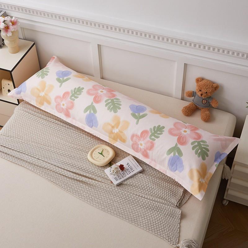 Soft Cotton Long Pillowcase 48x120/150/180cm Ins Style Floral Print Double Bed Single Piece