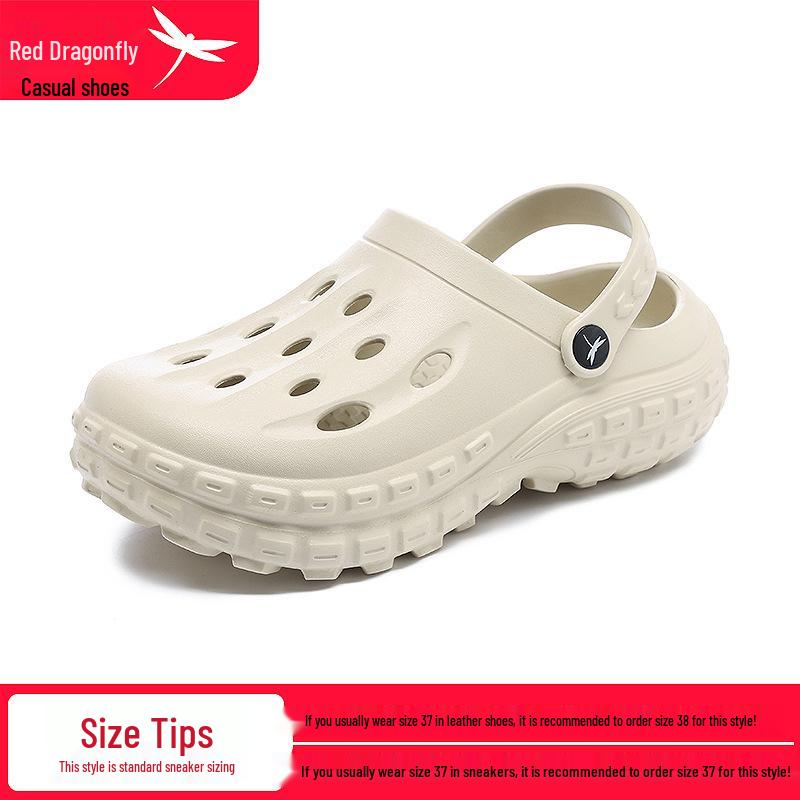 Women s Red Dragonfly Closed-Toe Sandals: Summer Outdoor Clogs with Thick Non-Slip Sole 40