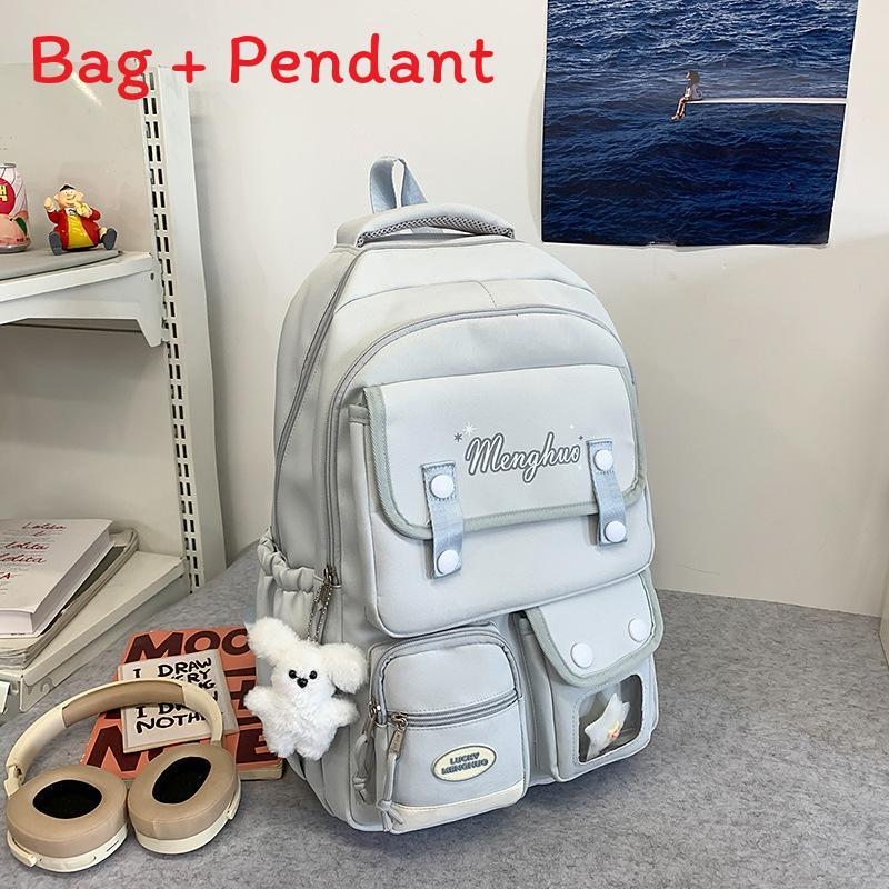 Nylon School Backpack For Students With Design And Letter Pattern For Campus Use