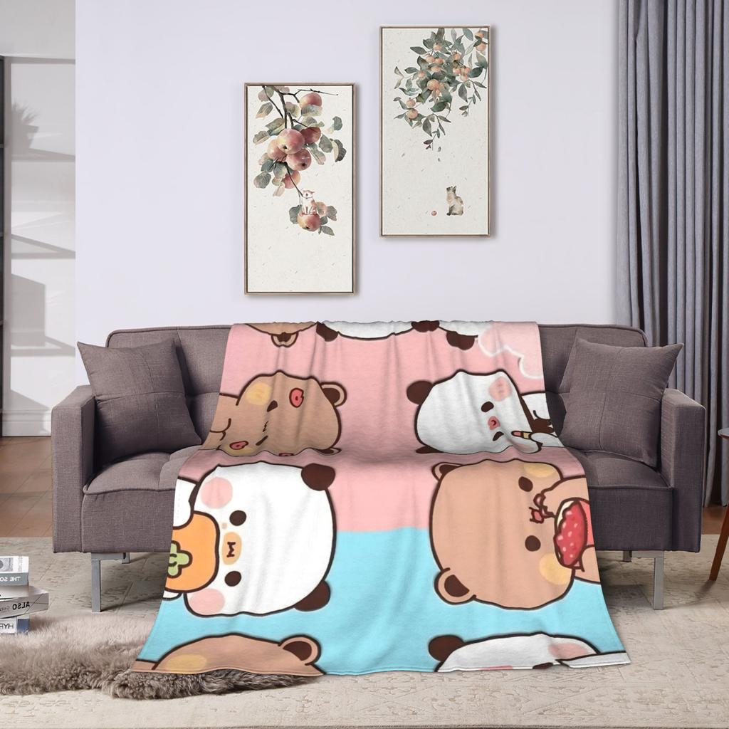 Cartoon Panda Bubu Dudu Blanket Fleece Spring Autumn   Multifunction Warm Throw Blanket for Home Bedroom Plush Thin Quilt