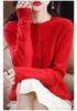Women's Spring Cashmere Cardigan - Round Neck, Solid Color, Cable Knit, Loose Fit, 100% Pure Wool Sweater