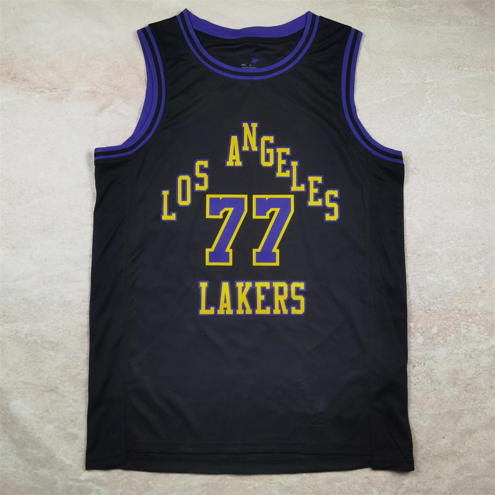 

2024 Lakers City Edition Black Doncic 77 Basketball Jersey Small