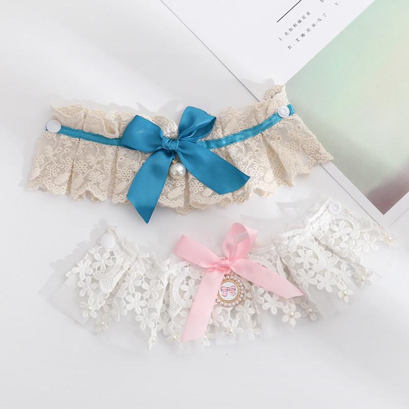 Pink Veil Pet Dog Collars Pearl Bow Tie Animal Party Small Medium Puppy Neck Wear Fancy Ribbon Costume Item Cat Neck Accessories