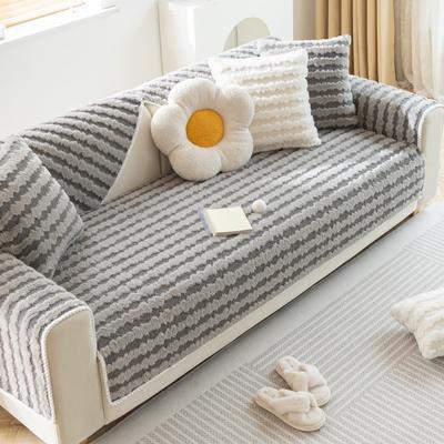 Plush Plaid Sofa Cushion Thickened Non-Slip Cushion Autumn and Winter Light Luxury High-Grade Leather Sofa Cover Cover Cloth
