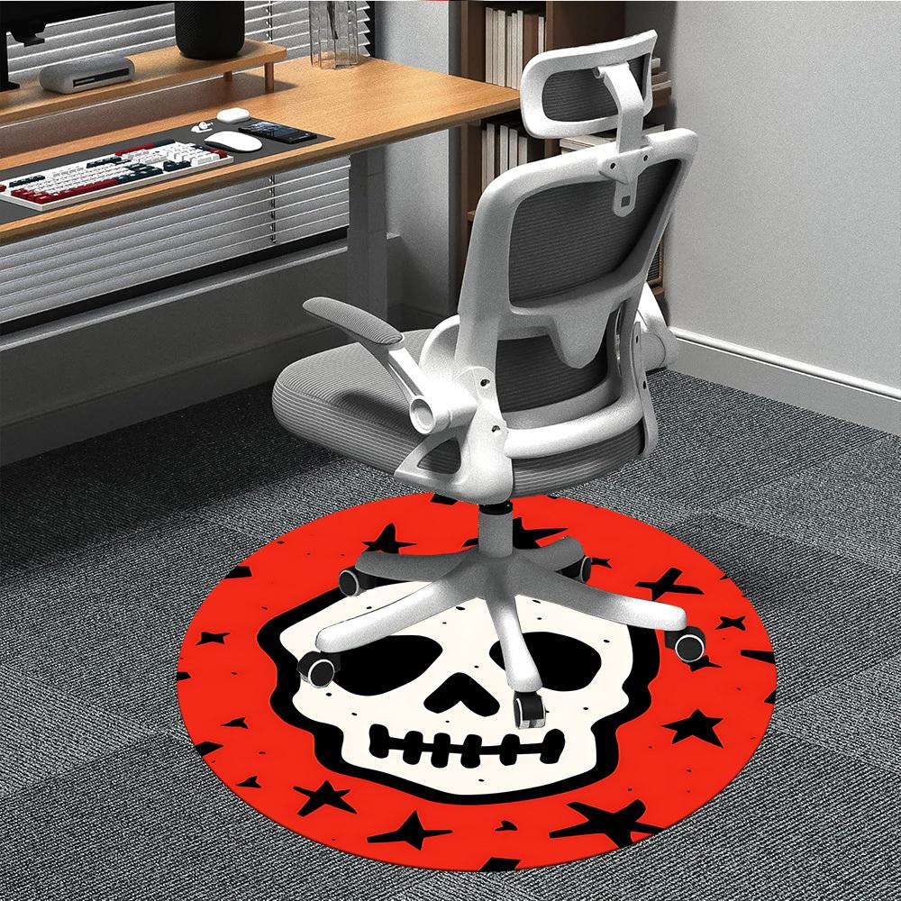 1pc Skull Office Round Rug, Non-slip, Soft and Durable Office Rug for Interior Decoration, Perfect for Office,Decoration yy260204076
