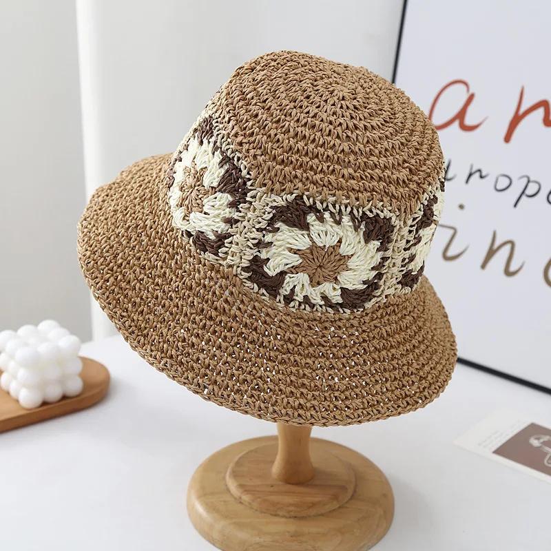 Bucket Internet Celebrity Woven Flower Straw Hat Bucket Hat Women's Versatile