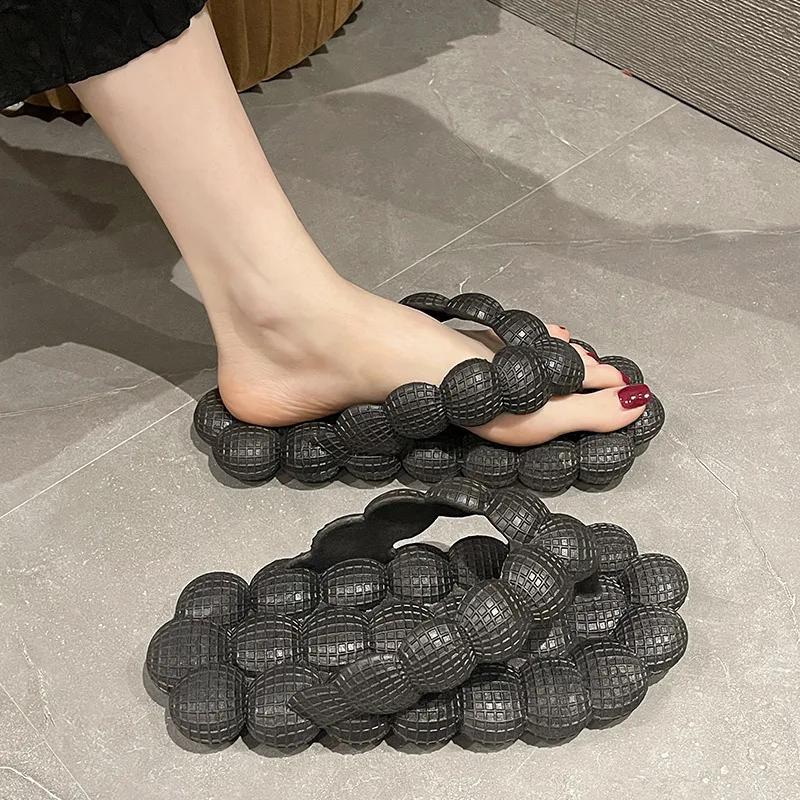 Fashion Women Bubble Slippers Leisure Eva Massage Bottom Flip Flops Super Soft Women's Sandals Non-Slip Beach Slides 2024