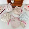 Women  Tote Rope String Makeup Bags Organizer Cute Flower Small Lipstick Cosmetic Coin Purse Key Drawstring Storage Bag