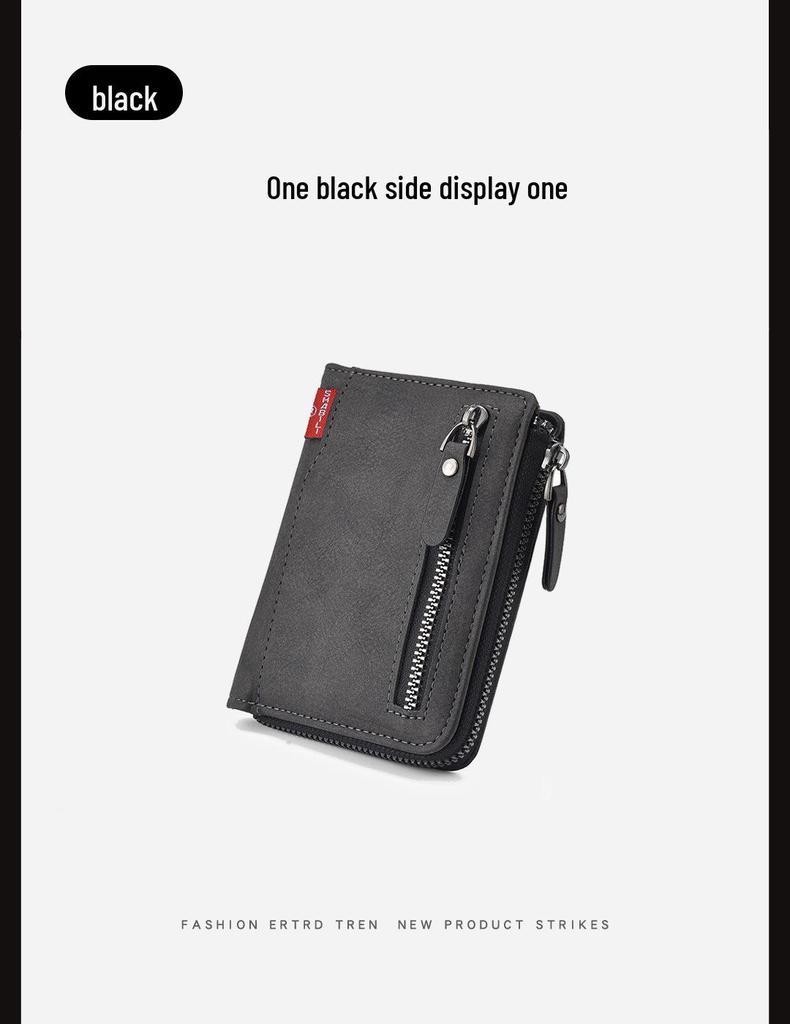 Men's Large Capacity Multifunctional Zipper Wallet with Multiple Card Slots and Coin Purse
