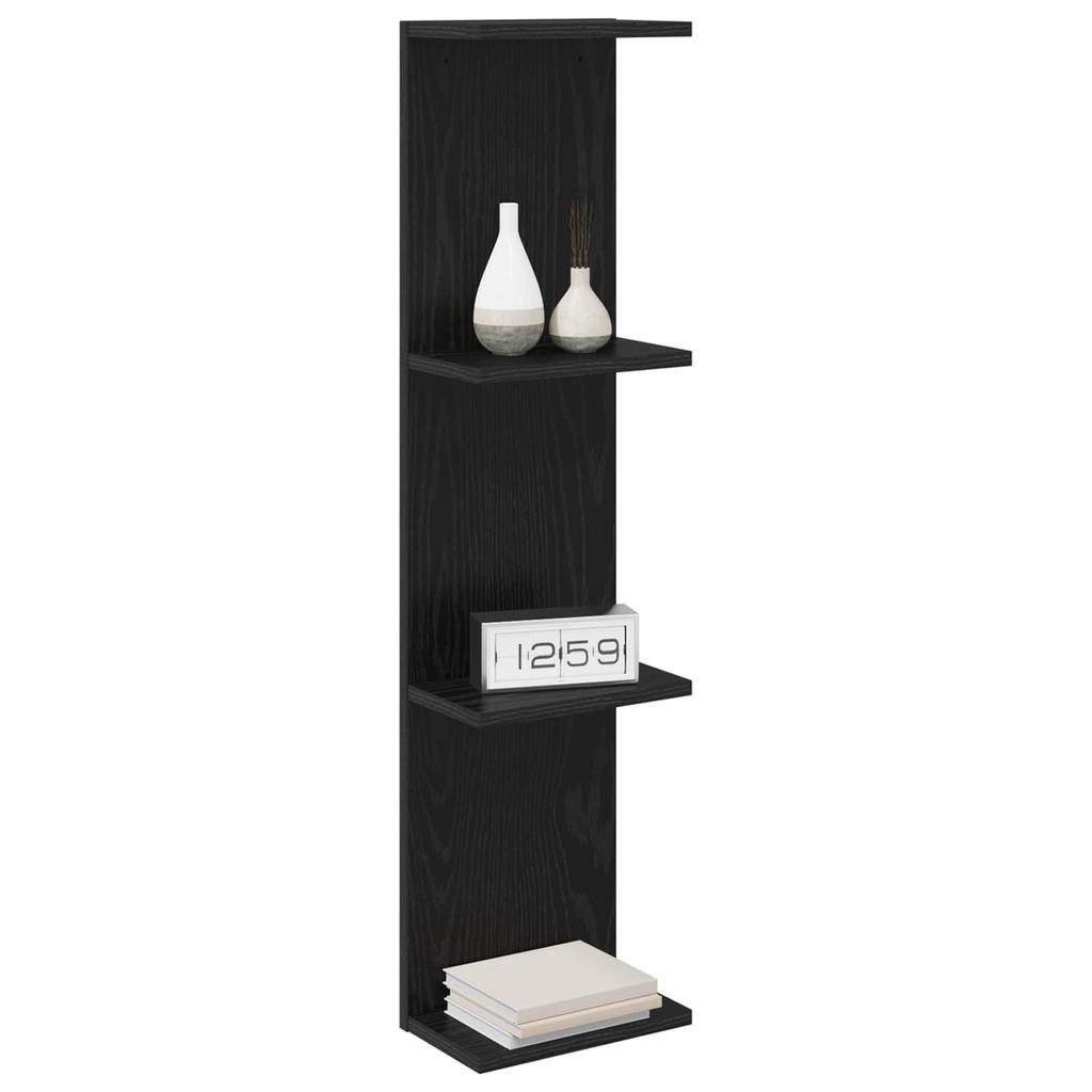 Wall Shelf 2 Pcs Black Oak 22 X 15 X 100 Cm Engineered Wood