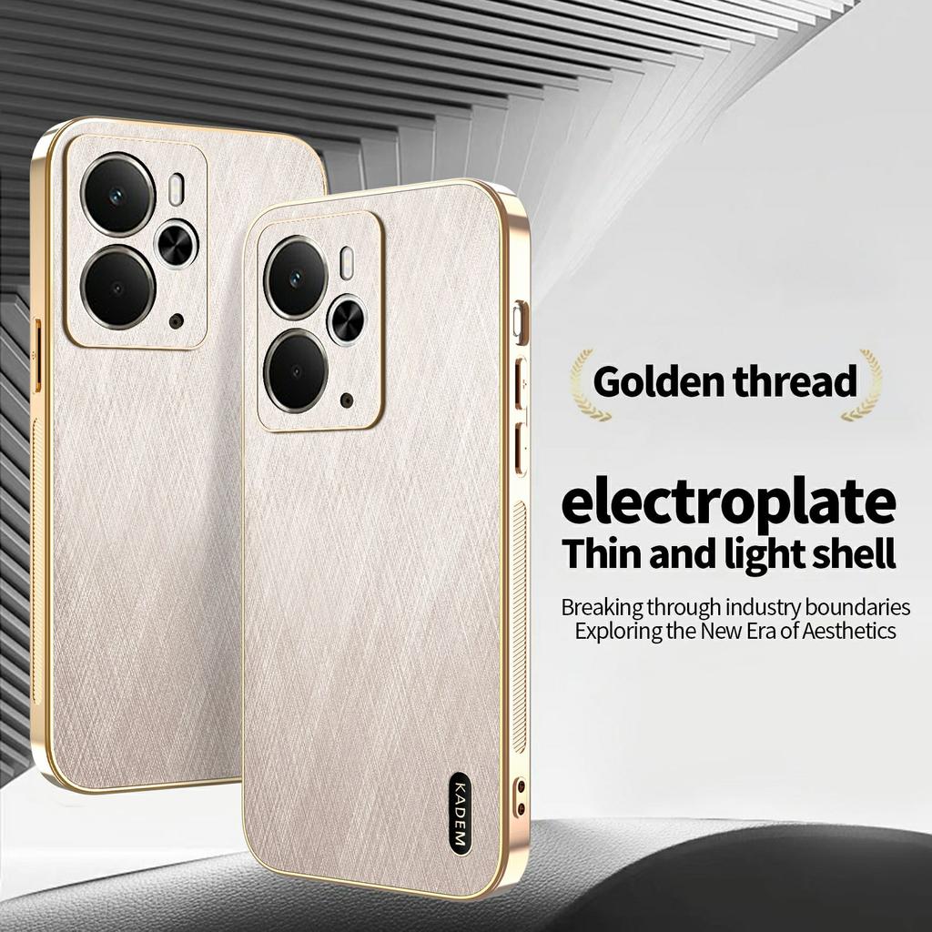 KADEM Hülle für Realme 14 5G Galvanisiert Seidenstruktur PU + TPU Handy-Rückseite