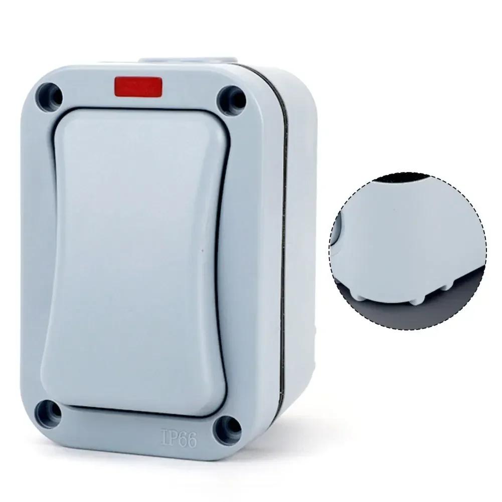 Outdoor Light Switch 1 Gang Wall Mount with LED Indicator IP66 Waterproof Rated for Garden and External Electrical Use