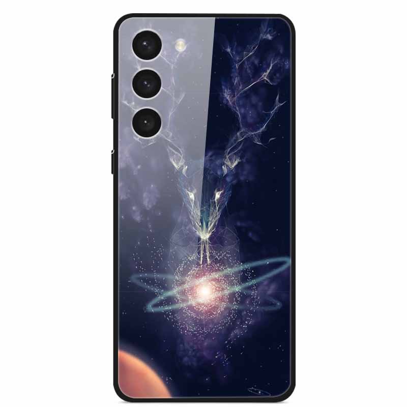 Tempered Glass Case For Samsung S23 Plus 5G Cover Galaxy S 23 Space Hard Back Coque For Samsung S23 Ultra S23+ Bumpers Funda Cat