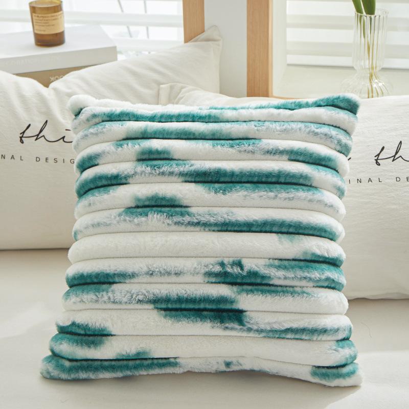 PV Plush Bedside Cushion Soft Bag Geometric Striped Square Sofa Back Cushion