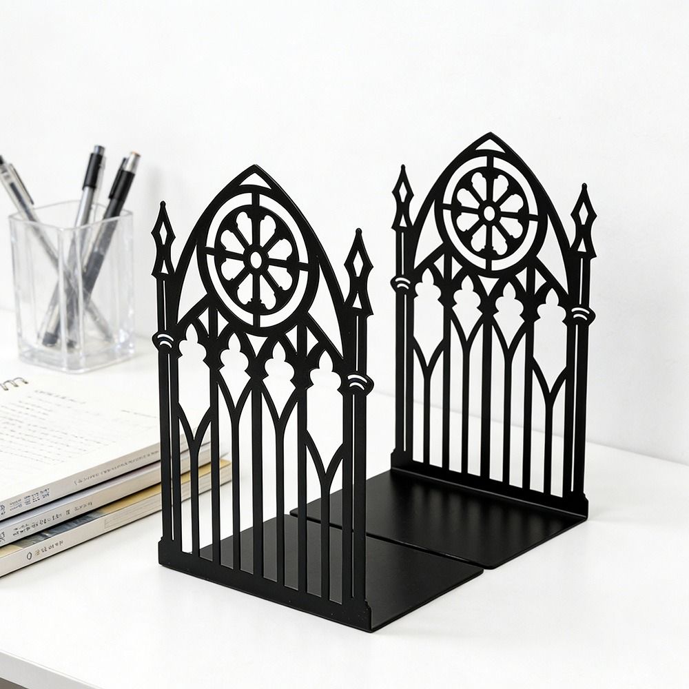 Gothic Book Divider Holder Rust Resistant Display Bookshelf Premium Students Book Ends  Home Office