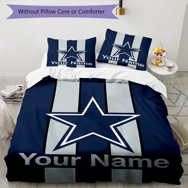 Cowboys Fan Gear Custom Name Text Print 1Pc Bedding Set Duvet Cover With Two Pillowcases Soft Bed Linen For Household Bedroom