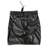 Sexy Damen Offene Hüfte Minirock Party Clubwear Offener Po Kunstleder Schwarz Nasses Aussehen PU-Leder Bodycon Fetisch Club Erotischer Rock