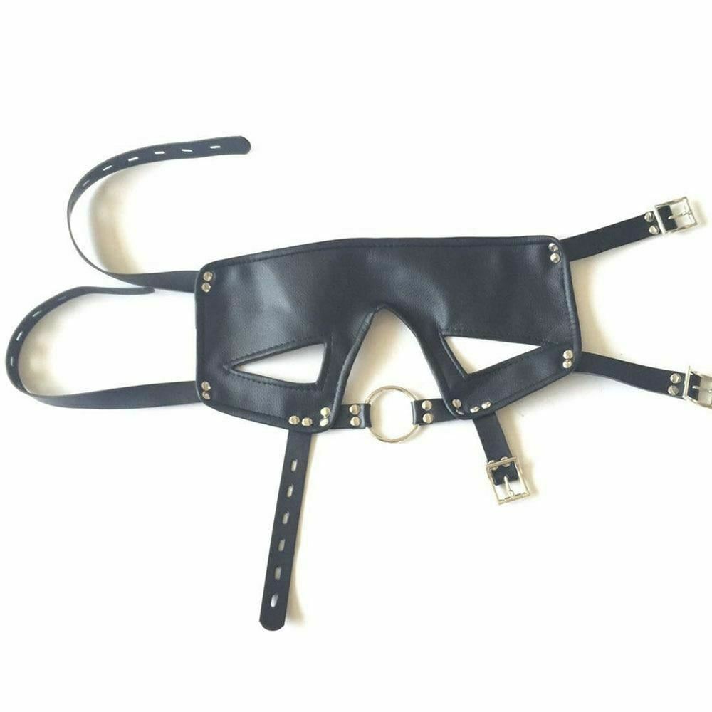 Black Head Harness Restraints Blindfold Open Mouth Ring Gag   Gags