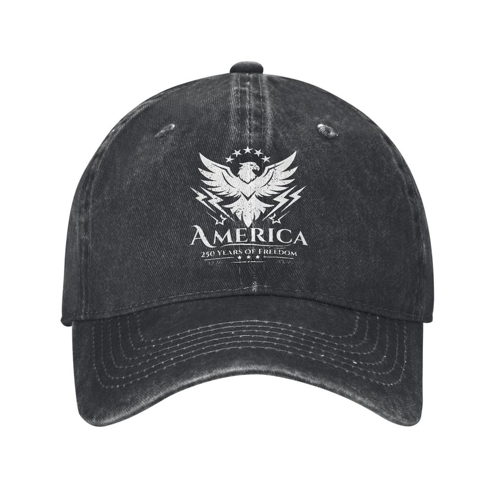 USA Th Anniversary American Baseball Caps Casual Distressed Denim Washed Sun Cap for Unisex Women Outdoor Adjustable Fit Cap