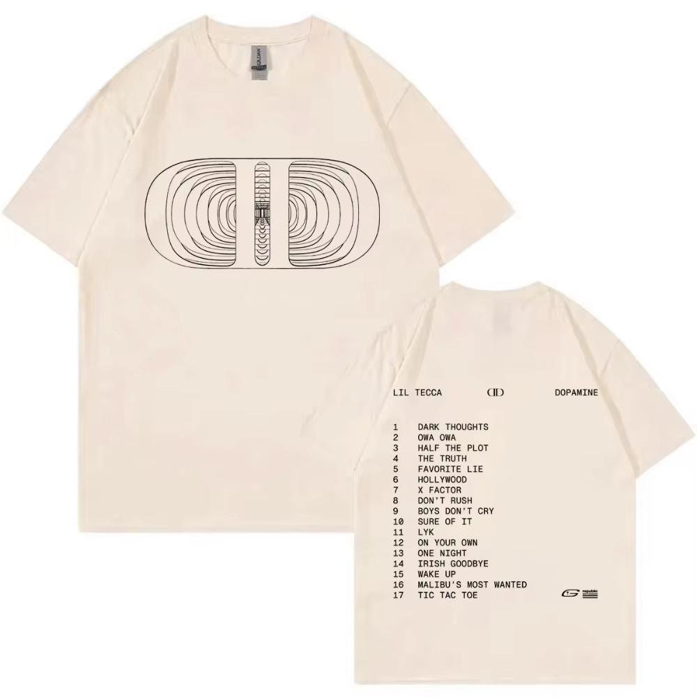 Rapper Lil Tecca Dopamine 2026 Frühjahr Sommer Neues Album Merch T-Shirt Mode Hip Hop T-Shirts Herren Damen Freizeit Kurzarm Oberteil