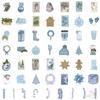 50Pcs/100Pcs Blue Merry Christmas Stickers DIY Fashion Waterproof Doodle Decals Stickers