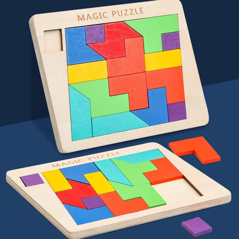 Деревянный детский пазл Тетрис Тренировка логического мышления Соты Шестиугольный пазл — фото 18